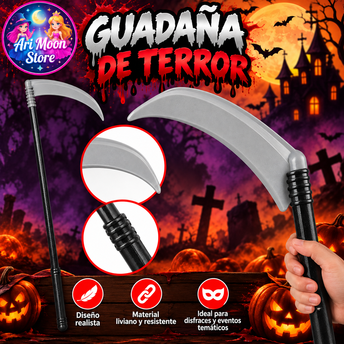 Guadaña de terror accesorio Halloween
