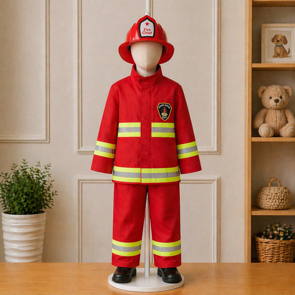 🔥 Disfraz de Bombero Rojo con Casco para Niños 🚒