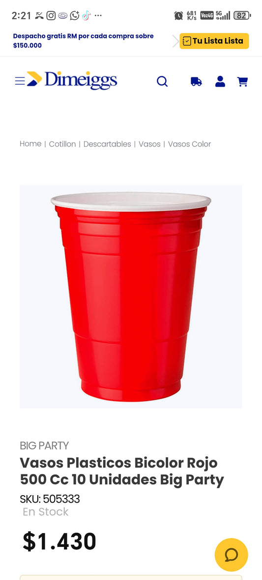 10 Vasos  16 Oz 470 ml