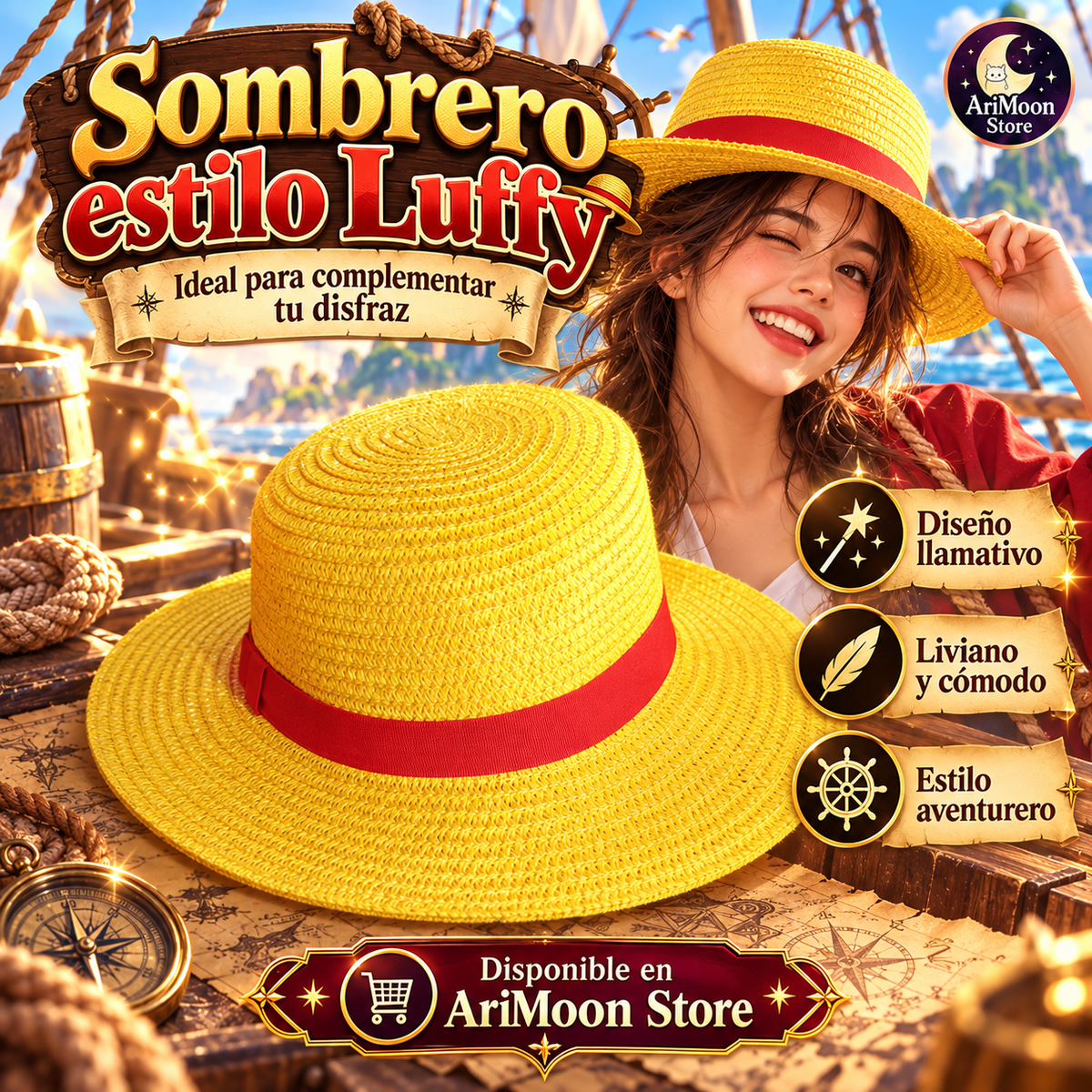 Sombrero estilo Luffy